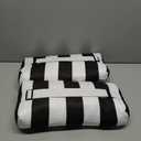 Outdoor Pillow for Chaise Lounge Chair, 2pcs Striped Chaise Lounge Pillows, Adjustable Strap Head Lumbar Pillow for Patio Pool Beach Office, Black