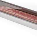 Freshmage Bacon Container for Refrigerator, 1 Pack 304 Stainless Steel Airtight Deli Meat Storage Container for Fridge Dishwasher Safe Long Kitchen Food Storage Containers with Lids with Elevated Base