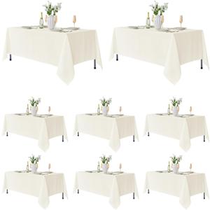 Fitable 8 Pack Rectangle Tablecloths: Stain Resistant Wrinkle Free Circle Table Clothes, Washable Reusable Polyester Table Covers for Wedding Party Birthday Banquet Reception(Ivory, 60x102 Inch)