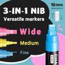 Window Chalk Markers for Glass Washable, 10 Colors Jumbo Liquid Chalk Marker with 10mm 3 in 1 Nib Thick Wide Tips, Big Chalkboard Markers, Car Paint Pen for Auto, Bistro, Mirror, Poster, Blackboards