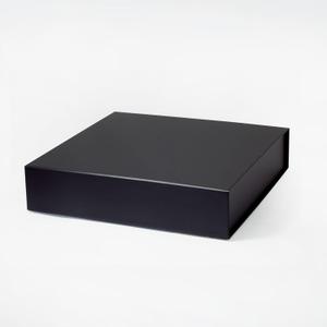 Geoto 11 x 11 x 2.5in | 28 x 28 x 6.4cm Medium Square Shallow Luxury Rigid Foldable Magnetic Closure Collapsible Gift Packaging Boxes (Black)