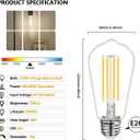 BORT ST58/ST19 Vintage LED Edison Bulbs, 6W Equivalent 60W Filament Light Bulbs, Dimmable 700LM, E26 Base LED Bulbs, Clear Plastic (Daylight White, 12 Pack)