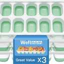 2 x Ice Cube Tray with Lid, 3 Pack Silicone Easy-Release Ice Trays for Freezer, Stackable Ice Cube Molds for Drinks, Cocktails, Whiskey, Coffee - BPA-Free and Odor-Free,Ice Cube Trays for Freezer (Sage Green)