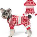 KYEESE Dog Christmas Pajamas, Holiday Dog Pajamas for Small Dogs with Snowflake Pattern, Warm Fleece Cat Onesie Cozy Christmas Outfit for Puppy Kitten Xmas Sweater Pet Jumpsuit, Small