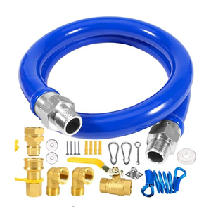 36/48 inch Commercial Gas Hose Connector Kit, Flexible Blue Gas Hose Kit,1675KIT36 Safety System Kit,Gas Line Hose with 3/4' Quick Disconnect,Restraining Devices for Commercial Kitchen Equipment