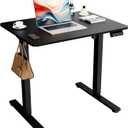 Electric Standing Desk, 31.5" x 23.6" Height Adjustable Sit Stand Desk with Splice Board for Home Office, Computer Desk Memory Preset (Black Frame, Black Desktop) (32-inch)