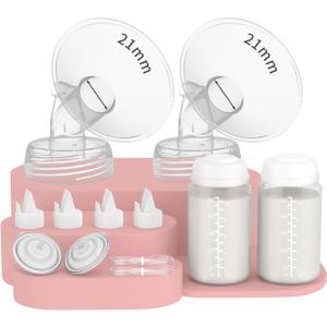 Pump Parts with 10oz/300ml Bottle Compatible with Spectra S1,S2,S9 Plus,SG, Replacement Kit for Spectra Pump Parts Include 21mm Flange, 10oz Bottle, Backflow Protector, Valve, Tube, 2 Pack