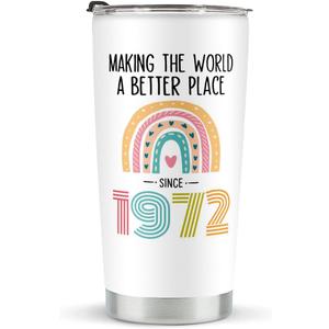 52nd Birthday Gifts for Women Her, 1974 52nd Birthday Decorations for Woman, 52 Year Old Gifts For Women, Mom, Wife, Sister, Friend, 20 oz Stainless Steel Vacuum Insulated Tumbler
