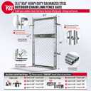 DooToo 3x5FT(31.5" W x 59.0" H) Heavy Duty Galvanized Steel Chain Link Gate, Durable Outdoor Fence Gate Easy Installation for BackyardGardenPet Yard