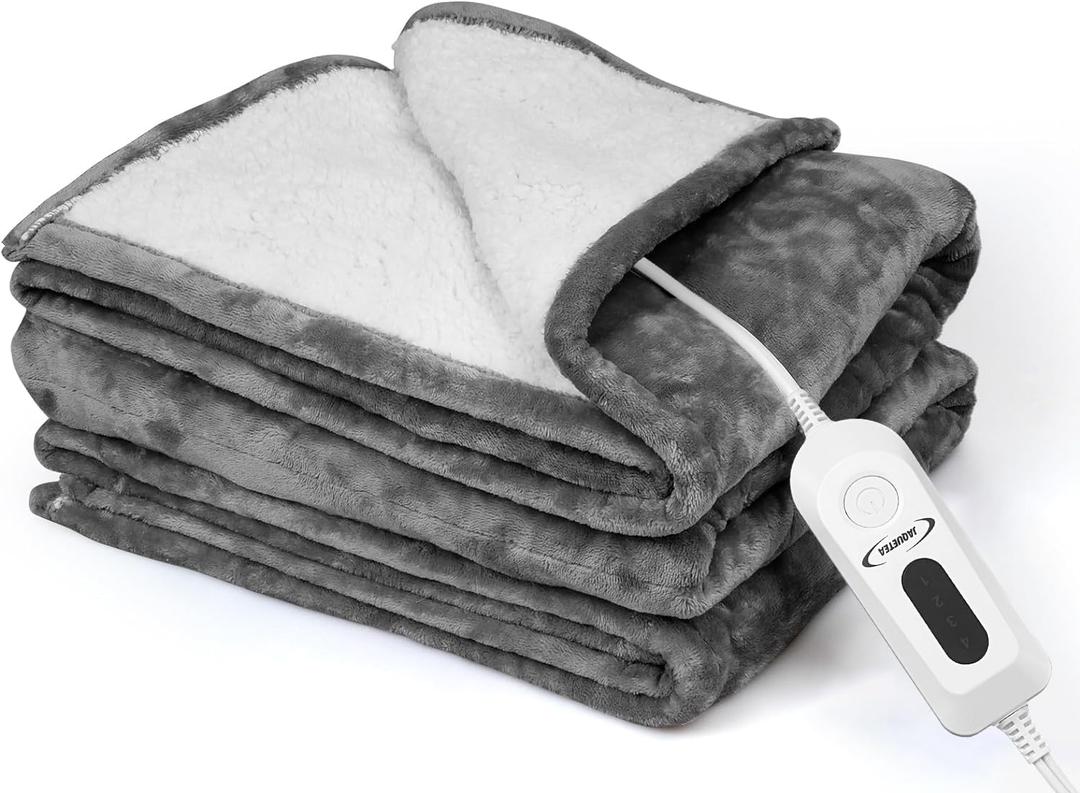 Heated Blanket Electric Throw Blanket- 50''x60'' Heating Blanket Throw 4 Hours Auto-Off & 4 Heating Levels Over-Heat Protection, Machine Washable Flannel Sherpa,Electric ETL Certification