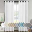 H.VERSAILTEX White Natural Linen Curtain Panels Energy Efficient Semi - Sheers Linen Curtains/Nickel Grommet Window Treatments Panels/Drapes (Set of 2, 52 by 96 Inch, Pure White)