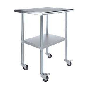 AMGOOD 24 in. x 30 in. Stainless Steel Table With Wheels AMG WT