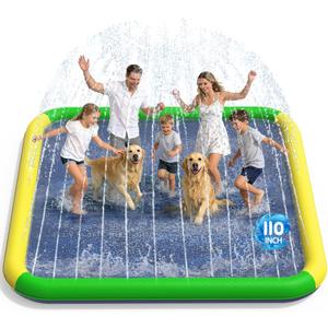 Splash Pad for Kids & Dogs, EPN 155"-110" Extra Large Non-Slip Sprinkler Splash Pad, Thickened 0.5mm PVC Water Play Mat, Outdoor Water Toy for Backyard Summer Fun, Ideal for Toddlers 3+ Boys Girls