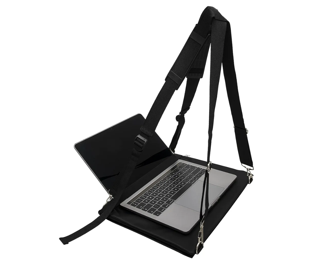Laptop Harness - Walking Desk-Hands Free Portable Wearable Desk with Adjustable Straps for up to 16" Laptop, MacBook, Notebook- Complete with Microfiber Cloth
