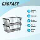 GAOKASE 4 Pcs Stackable Wire Baskets for Pantry Organizers and Storage,Vegetable Fruit Basket for Countertop,Kitchen Storage Metal Baskets,Produce Potato Onion Storage Bin,Black