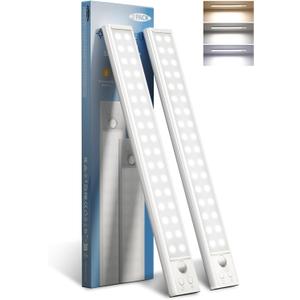 AMETHEUS Under Cabinet Lights, Motion Sensor Light Indoor, Wireless Closet Lights, 2200mAh Rechargeable, Magnetic, 3 Color Temps, 5 Levels Dimmable, Under Counter Lights for Kitchen (2 Pack)
