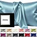 INSSL Silk Pillowcase f Women, Mulberry Silk Pillowcase for Hair and Skin and Stay Comfortable and Breathable During Sleep(Blue Gray,King)