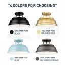 zeyu 12'' Industrial Semi Flush Ceiling Light, 2-Light Flush Mount Ceiling Lamp for Bedroom Dining Room, Metal Dome Shade in Black Finish, ZY29-F BK