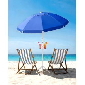 paramondo 6.5FT Beach Umbrella with Sand Anchor, Solid Blue