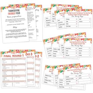 Thanksgiving Day Friendly Feud Game, Trivia Games, Feud Game for Adults, Fall Winter Ice Breaker Games, Classroom Activities, Thanksgiving Day Decoration, Party Supplies, Trivia Cards, S4