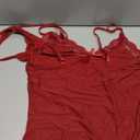 Sexy High Split Side Floral Lace Babydoll Lingerie Dress Set 2 Piece with Thong (Medium,  Red)