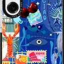 for Samsung Galaxy S23 Case Travel Adventure Collage Pattern Military Grade Drop Protection Voyage Slim TPU Cover with Camera Protection for Women Girls Men Boys Travel Lovers (BlueSea1)