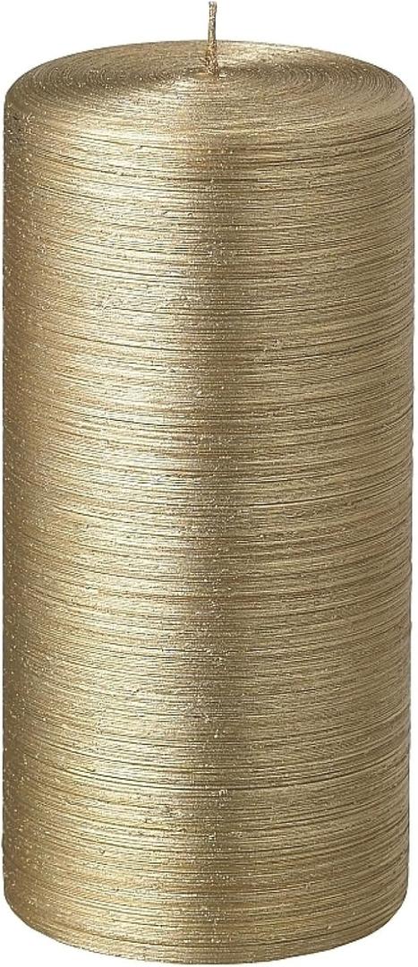 Pillar Candle - Made in Europe, Gold Color, +/- 25-Hour Burn Time - 2.76 x 5.9 inches