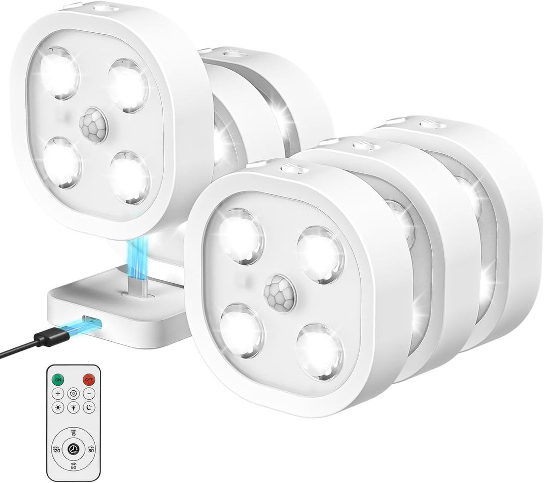 6PCS Motion Sensor Step Light, Rechargeable Puck Lights, Stair Lights Indoor with 3 Colors Temper, Magnet Stick on Light for Closet, Hallway, Stairway, Bathroom, Bedroom, Kitchen