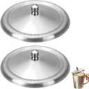 2Pcs Stainless Steel Cup Lid, 4.2Inch Coffee Mug Cover, Metal Tea Coffee Cup Cover, Universal Lid for Hot Tea Home Kitchen Camping, 10.5CM