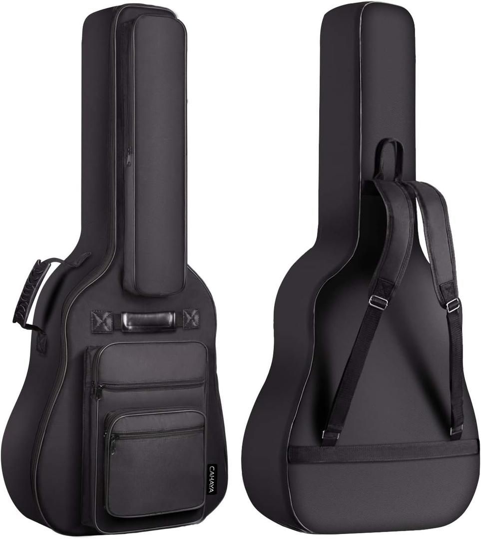 CAHAYA Acoustic Guitar Bag Thick Padding Waterproof Dual Adjustable Shoulder Strap Guitar Case Gig Bag 40 41 inch with Back Hanger Loop