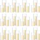 Shihanee Set of 36 Pillar Candles and Glass Cylinder Vases Clear Cylinder Holders for Slim Pillar Candles Wedding Centerpieces(2.6'' X 4.7'', 5.9'', 7.9'',Ivory White)