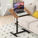 Adjustable Height C Shaped Side Table,360Swivel Overbed Table,Top Tilting Laptop Stand Table with Hidden Wheels,Mobile Couch End Tables that Slide under,Rolling TV Coffee Table for Sofa/Bed (wood)