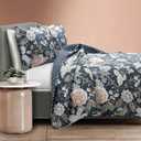 Lush Decor Sydney Reversible Cotton Quilt Set, 3 Piece Set, King, Navy & Multi - Cotton Bedding Set - Navy Floral Quilt - Cottage Decor - Bedding King Size