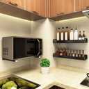 304 Stainless Steel Sturdy Microwave Shelf Bracket Wall Mount Kit Foldable Stretch Wall Mounted Rack Shelf Oven Stand Shelf Rack 2Piece with Screws, 200X220mm 8X8.5Inch, Black