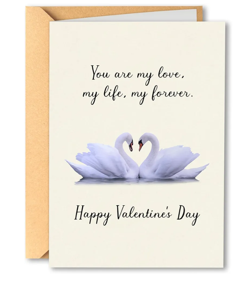 Romantic Swan Anniversary Card for Wife Husband, Happy Valentine's Day Card for Soulmate, You Are My Love Greeting Card for Him Her, Vintage Love Note with Envelope 5x7 Pack of 82