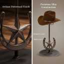 2 Pack Cowboy Hat Rack,Tabletop Standing Cowboy Hat Holder ，Western Horseshoe Decor，Hat Display Stand Can Keeps Original Shape of Hat, for Wide-brimmed Hat，Iron, Bronze