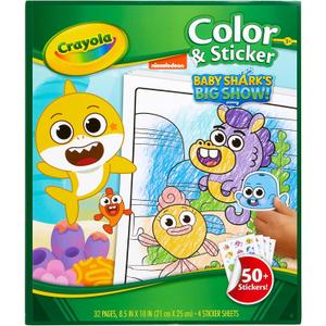 Crayola Baby Shark Coloring Pages and Stickers, Gift for Kids, Ages 3, 4, 5, 6 Color & Sticker