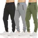 PURE CHAMP Mens 3 Pack Fleece Active Athletic Workout Jogger Sweatpants for Men with Zipper Pocket and Drawstring Size XL