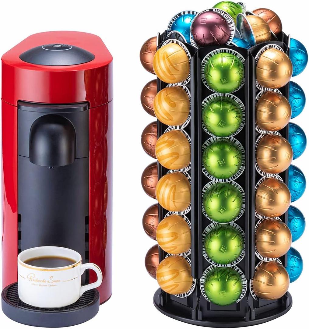 Rice rat for Nespresso Pods Holder With Central Additional Pods Storage (Carousel-60+ Pods) (Black 1)