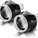 AILEO 2.5 inch Bi-Xenon HID Projector Lens H4 H7 H11 Car Retrofit Styling Use H1 light Universal (Black Shroud with White Angel Eyes)