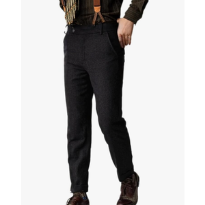 Classic Men's Vintage Wool Tweed Tapered Casual Suit Dress Pants Formal Business Slacks, M