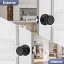 Black Door Knobs, Pismo Door Knob with Lock, Privacy Door Handles Interior for Bath & Bed (Passage, Matte Black, 2)