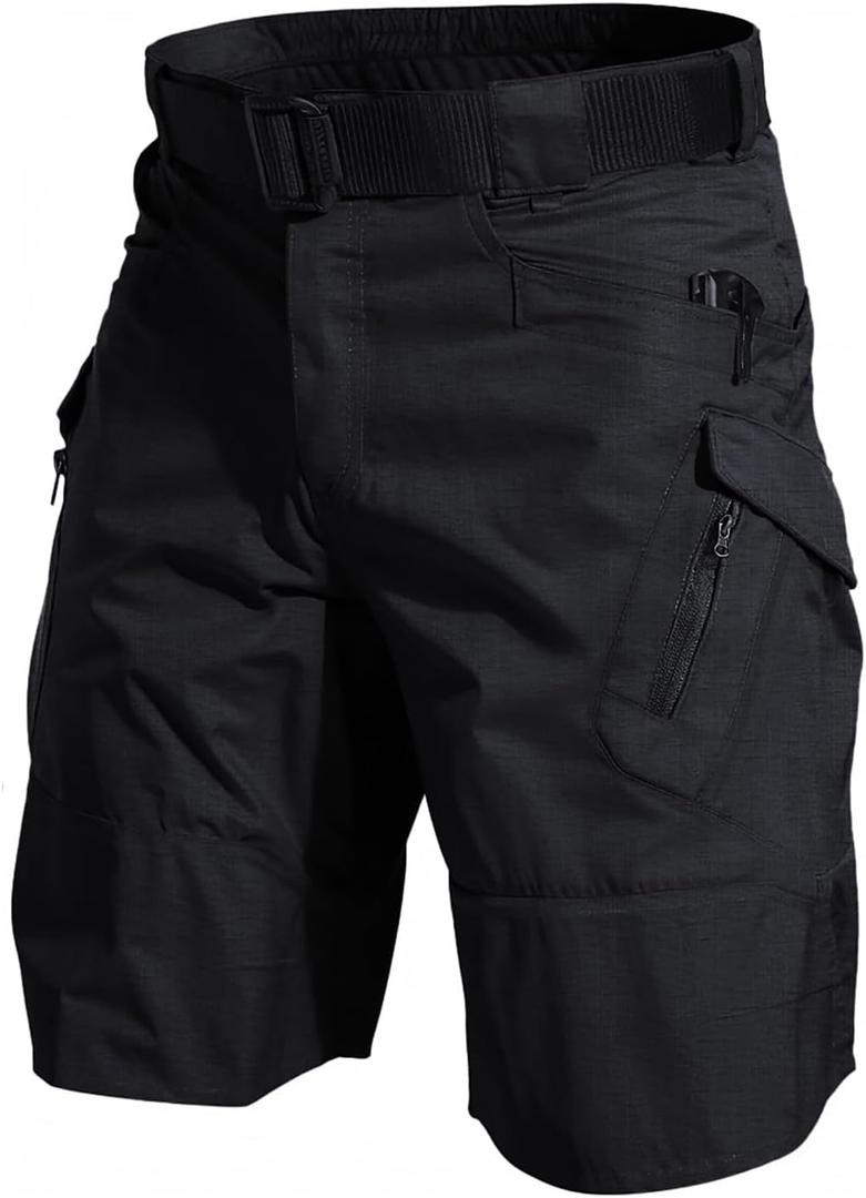 Mens Hiking Cargo Shorts Casual Tactical Waterproof Shorts for Work Golf Fishing with 6 Pockets (X-Large, Black)