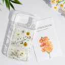 for iPhone 17 Pro Max Clear Case Boasting Pressed Natural Flowers Pattern, Cute Glitter White Floral Pattern Slim Soft TPU Protective Women Girl's Phone Cover 6.9Inch, Gold Foil White Phoenix Tail