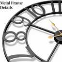 Cuspin 16 Inch Large Wall Clock, Modern Black Metal Clock for Lving Room Decor, Battery Operated Wall Clocks Round Silent Non Ticking Arabic Numerals for Bedroom, Kitchen, Dining Room, Office