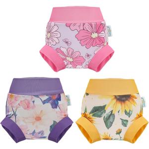 Babygoal Baby Toddler Reusable Swim Diapers 3 Pack, Adjustable, Washable, Waterproof Swimming Diapers for Newborn to 3T Boys & Girls,3YKS04-2-3T-B