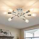 ASGYISA 6-Lights Semi Flush Mount Ceiling Light Fixture Modern Chrome Matte Sputnik Chandelier Farmhouse Ceiling Lighting for Kitchen Bedroom Dining Room Living Room