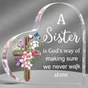 Yulejo Sister Gifts from Sisters Brothers Heart Acrylic Sign Christ Gifts for Women Inspirational Christian Desk Decor Christmas Birthday Friend Present, 6 x 6''