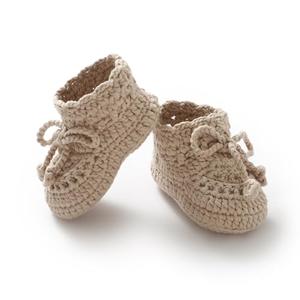 Hadetoto Baby Booties Hand Crochet Knit Cotton Bootie Soft Cozy Warm Socks Shoes Newborn First Walkers for Infant Boy Girl 3-6M
