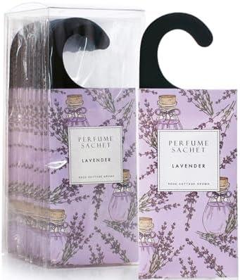 ROSE COTTAGE Large 7 Packs Lavender Hanging Closet Deodorizer Air Freshener Long Lasting Scented Sachets Smell Goods for House